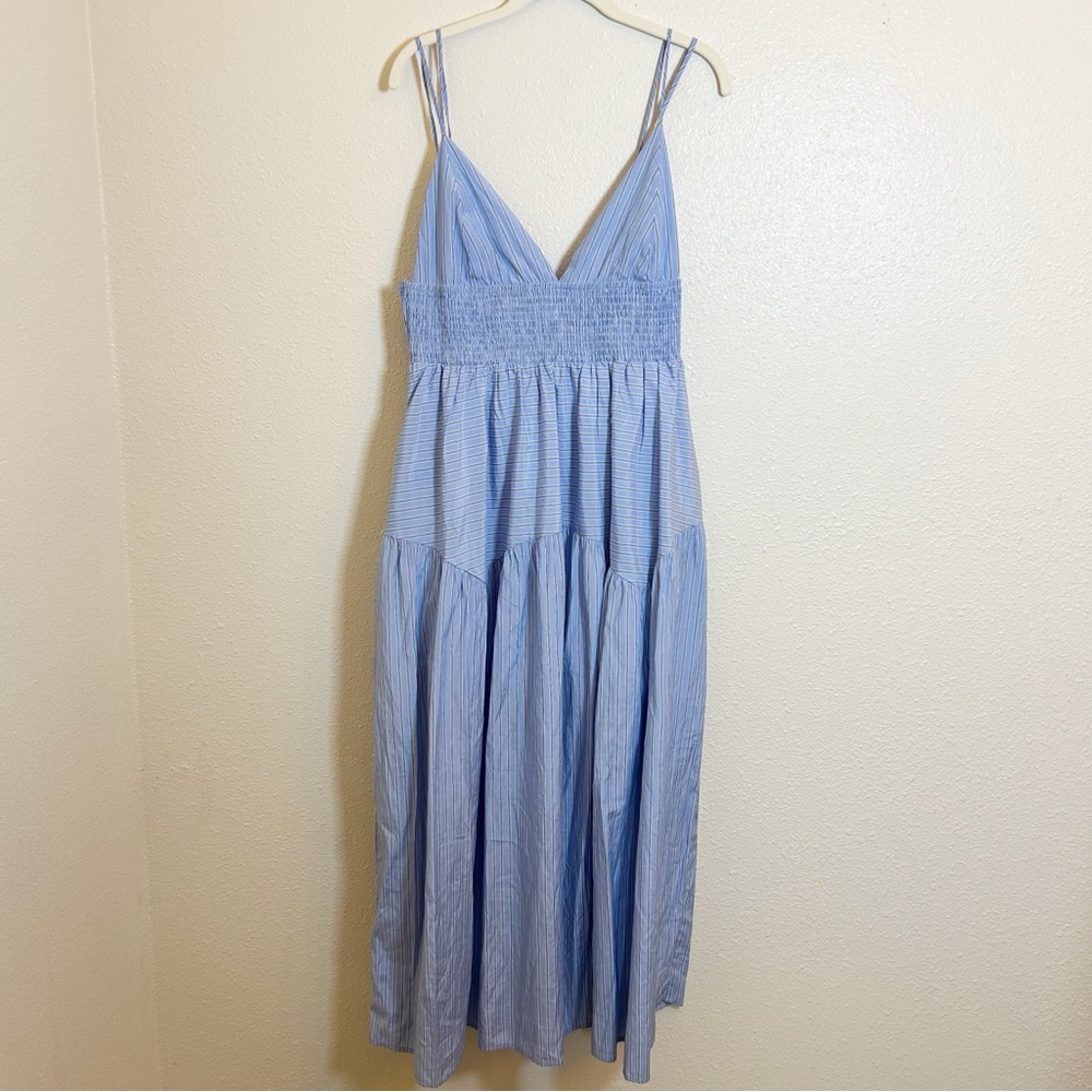 En Saison Blue Striped Strappy Midi Dress XL Sundress Nautical Resort Wear